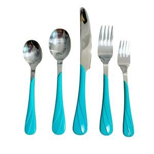 Fiestaware Swirl Turquoise Green Flatware Retired 5pc Place Setting Fiesta